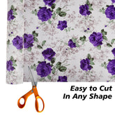 Heart Home Shelf Liner | PVC Kitchen Cabinet Shelf Mat | Shelf Mat for Drawer Organizer | Fridge Mat | Table Placemat | Purple Flower Wardrobe Mat | 10 Meter | White